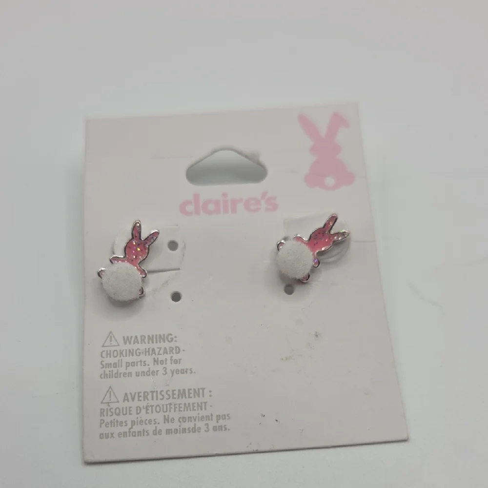 Claire's Pink and White Bunny Stud Earrings